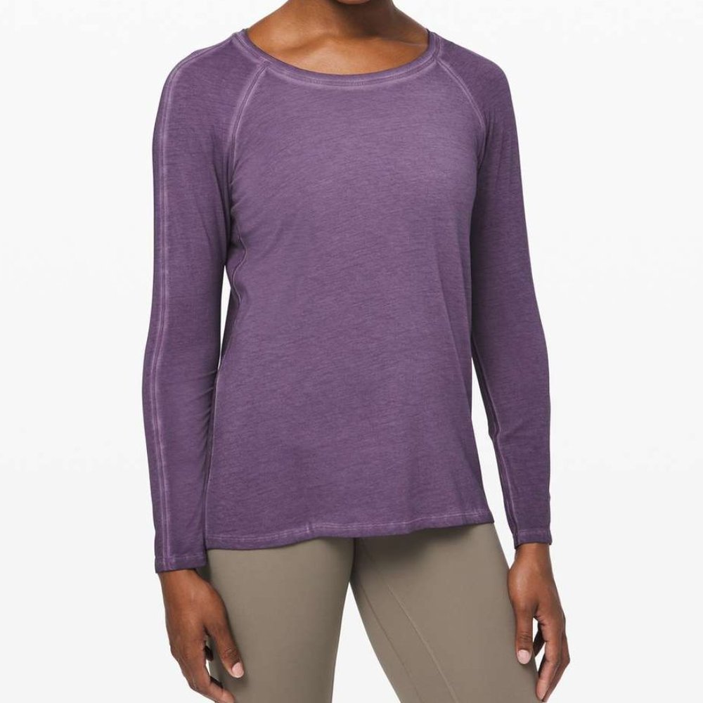 NWOT Lululemon Emerald Long Sleeve *Fade Washed Purple Ink size 10